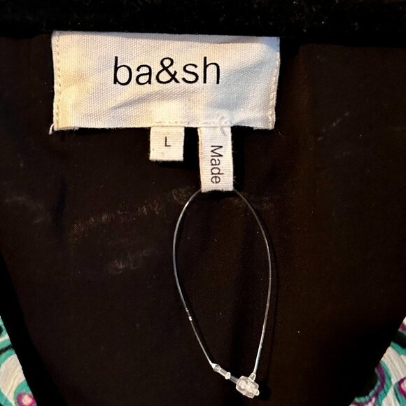 NEW Ba&sh Fanny Ruched Mini Dress - Green Motif - size Large - Picture 4 of 5